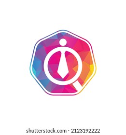 Vector de diseño de logotipo de trabajo. Icono de búsqueda de empleo con lupa.