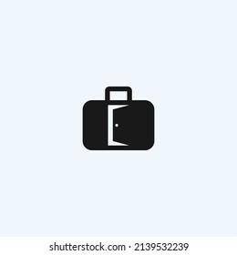 job logo with door and briefcase vector silhouette illustration template