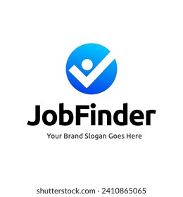 Job logo finder design template. Creative concept of digital find job vector illustration.