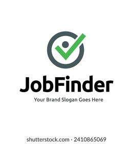 Job logo finder design template. Creative concept of digital find job vector illustration.