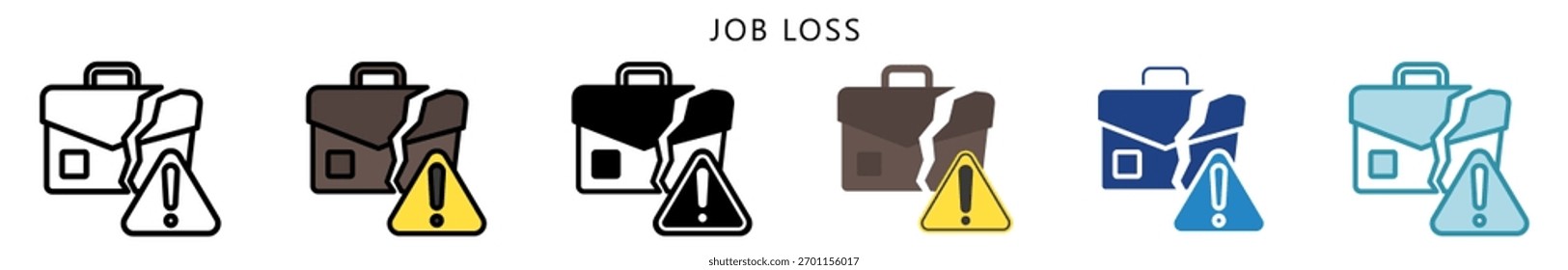 Job Loss Icon, Multi Style, Flat, Line, Glyph, Lineal, Dual Tone. Use For Modern Concept, Ui, Ux Web And App Development.