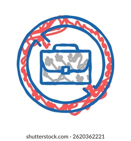 job lost poverty problem doodle symbol skizze vektor. Jobverlust Armut Problemschild. einzelne Symbolgrafik