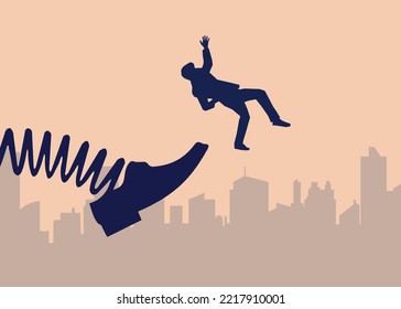 Job lost. You're fired. kick. Vector illustration.