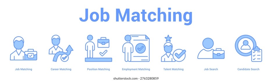 Job Matching web banner icon set vector illustration concept for business with icon of Job Matching, and more.