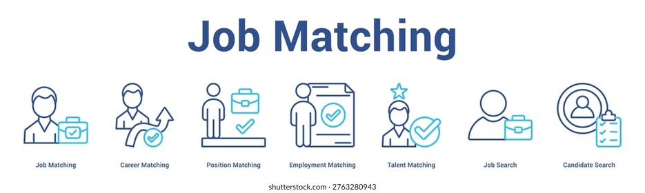 Job Matching web banner icon set vector illustration concept for business with icon of Job Matching, and more.
