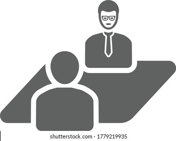 Reunión de trabajo, Icono de entrevista / vector gris