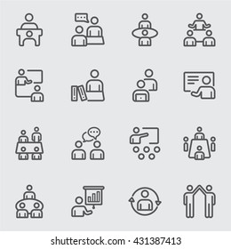 Job meeting and Training line icon 