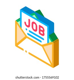 Job Message List Mail In Envelope vector isometric sign. color isolated symbol illustration
