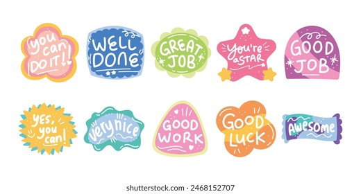 Job Motivation Sticker Illustration Set