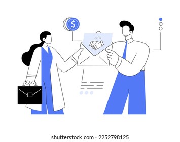 Job offer abstract concept vector illustration. Job offer letter, international volunteer program, permanent contract, application and invitation, potential employee, recruiter abstract metaphor.