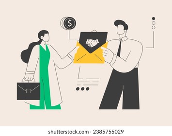 Job offer abstract concept vector illustration. Job offer letter, international volunteer program, permanent contract, application and invitation, potential employee, recruiter abstract metaphor.