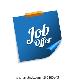 Job Offer Blue Sticky Notes Vector Icon Design