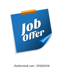 Job Offer Blue Sticky Notes Vector Icon Design