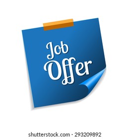 Job Offer Blue Sticky Notes Vector Icon Design