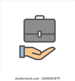 job offer filled outline icon. job offer color line illustration.
