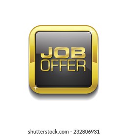 Job Offer Gold Vector Icon Button