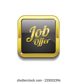 Job Offer Gold Vector Icon Button
