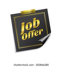 Job Offer Golden Sticky Notes Vector Icon Design