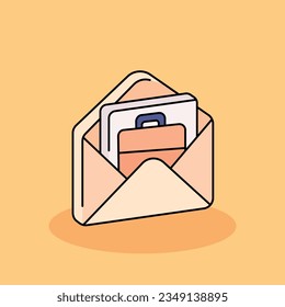 Oferta de trabajo Caricatura vectorial libre de correo ilustración de icono. concepto de icono de experiencia de cliente aislado. estilo de dibujos animados planos
