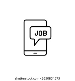 Oferta De Trabalho Por Meio De Aplicativo Móvel Na Ilustração De Vetor De Estilo De Estrutura De Tópicos