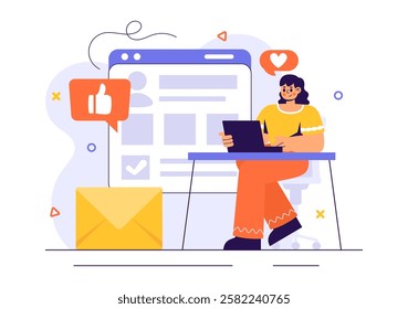 Job Offer Vector Illustration featuring a Businessman, Recruitment Process, Career Opportunities, and Company Vacancy in a Flat Style Background