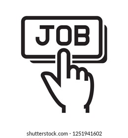 Job online, hand click job button. Simple flat design. Isolate on white background.