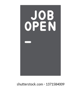 Job opening glyph icon, work and recruiting, job offer sign, vector graphics, a solid pattern on a white background, eps 10.