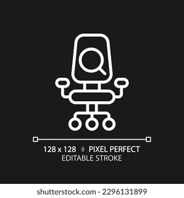 Job opening pixel perfect white linear icon for dark theme. Join company team. Searching for employee. Professional worker. Thin line illustration. Isolated symbol for night mode. Editable stroke