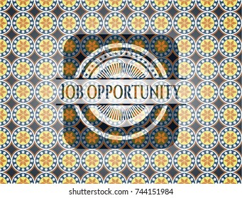 Job Opportunity arabic style badge. Arabesque decoration.