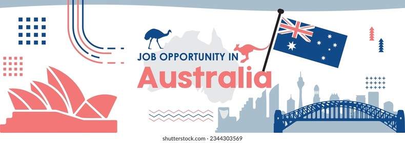 Job opportunity in Australia banner template. A design to advertise about employment in Australia. A design for promoting the consultants.