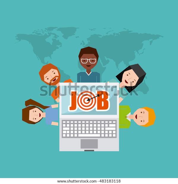 Job Opportunity Online Flat Icons Vector Stock Vector (Royalty Free