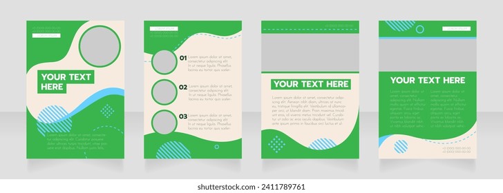 Diseño del folleto en blanco ondulado verde de opciones de trabajo. Información del servicio. Plantilla de afiches vertical con espacio de copia vacío para texto. Recopilación de informes corporativos prefabricados. Páginas editables de papel