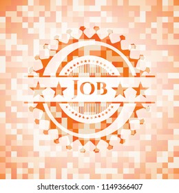 Job orange mosaic emblem with background