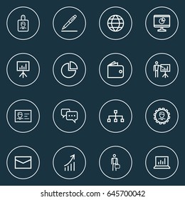 Job Outline Icons Set. Collection Of Contract Signing, Business Presentation, Mail And Other Elements. Also Includes Symbols Such As Manager, Letter, Wallet.