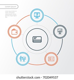 Job Outline Icons Set. Collection Of Whiteboard, Analytics, Id Card And Other Elements. Also Includes Symbols Such As Board, Card, Wallet.