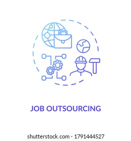 Job outsourcing blue gradient concept icon. Freelance position. Delegate work to foreign employee. Remote job idea thin line illustration. Vector isolated outline RGB color drawing