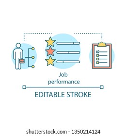 Job performance concept icon. Good work idea thin line illustration. Human resources management. Organizational outcomes criteria. Rating and success. Vector isolated outline drawing. Editable stroke