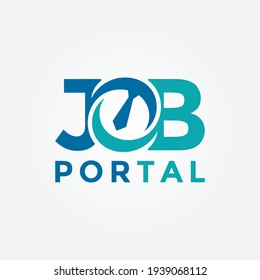 Job portal lettering logo design template. Concept of professional employee recruitment agency logo vector