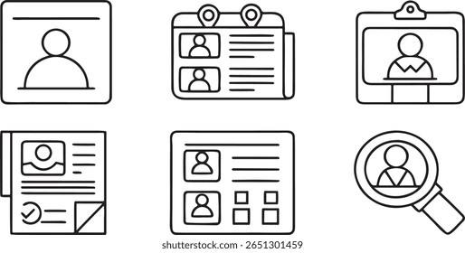 Portal De Cargos E Conjunto De Ícones De Recrutamento, Continuar Upload, Botão Aplicar, Correspondência De Perfis, Alerta De Lista De Opções, Quadro De Cargos, Coleção De Vetores De Admissão Editável