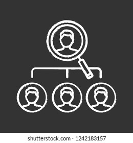 Job position chalk icon. Vacancy. Job title. Staff searching. Hiring, headhunting. Isolated vector chalkboard illustration