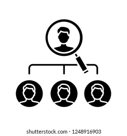 Job Position Glyph Icon. Vacancy. Job Title. Staff Searching. Hiring, Headhunting. Silhouette Symbol. Negative Space. Vector Isolated Illustration