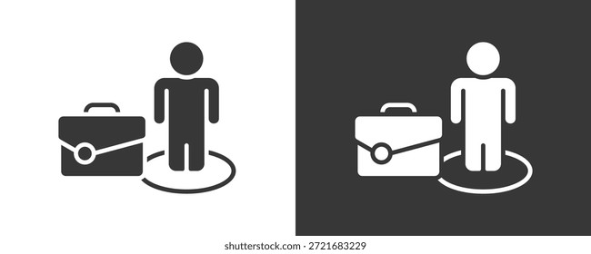 Icono de posición de trabajo conjunto de Colección de Vector aislado en blanco y negro