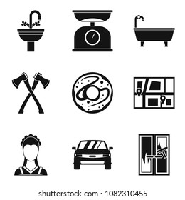 Job position icons set. Simple set of 9 job position vector icons for web isolated on white background
