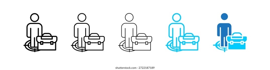 Ilustración de conjunto de iconos de estilo múltiple de posición de trabajo