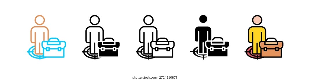 Ilustración de conjunto de iconos de estilo múltiple de posición de trabajo