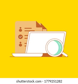 Job post and searching flat icon. Business icon with yellow background. Ready to use for website, mobile app, presentation and any other projects.