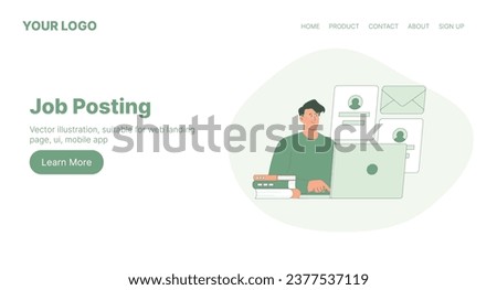 Job posting. Web landing page design. Flat cartoon vector illustration. Vector illustration, suitable for web landing page, ui, mobile app
