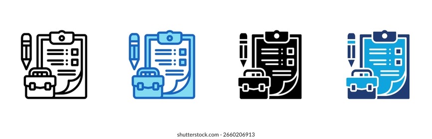 Ícone Preparação do trabalho Ilustração do vetor de vários estilos
