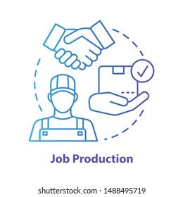 Job production blue concept icon. Jobbing and one-off production idea thin line illustration. Custom work producing. Individual work process. Vector isolated outline drawing. Editable stroke