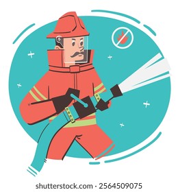 Job and Profession Firefighter Character Illustration